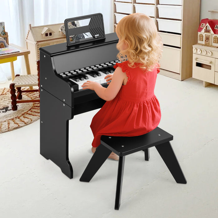 25 Lighted Keys Kids Piano Keyboard with Stool and Adjustable Speed-