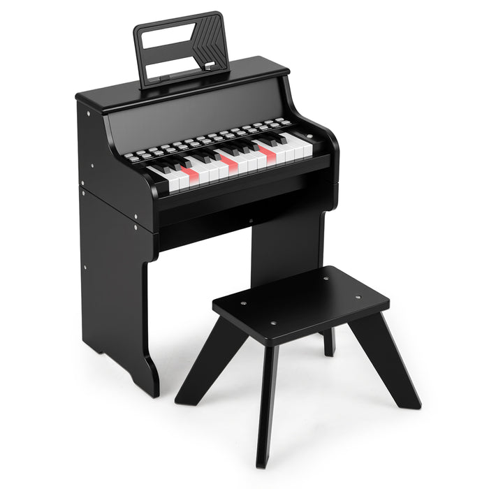 25 Lighted Keys Kids Piano Keyboard with Stool and Adjustable Speed-