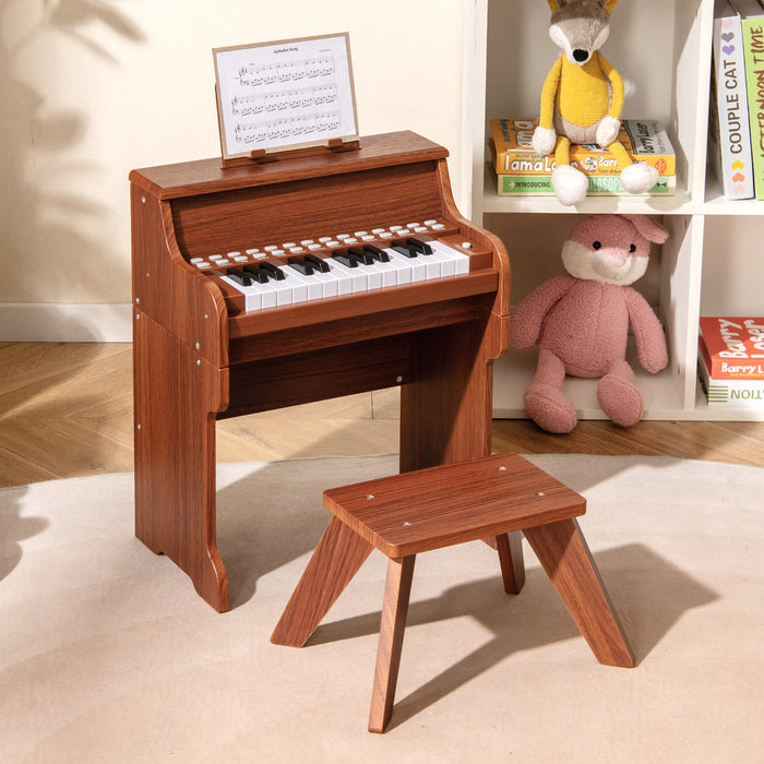 25 Lighted Keys Kids Piano Keyboard with Stool and Adjustable Speed-