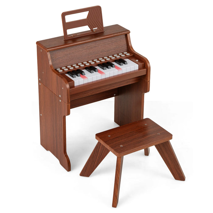 25 Lighted Keys Kids Piano Keyboard with Stool and Adjustable Speed-