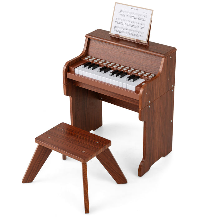 25 Lighted Keys Kids Piano Keyboard with Stool and Adjustable Speed-