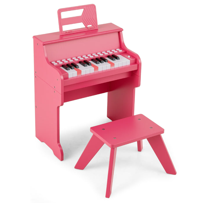 25 Lighted Keys Kids Piano Keyboard with Stool and Adjustable Speed-