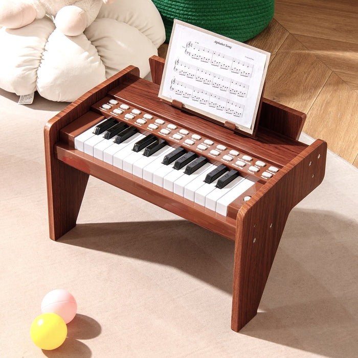 25 Lighted Keys Kids Piano Keyboard Mini Digital Piano Wooden Toy-
