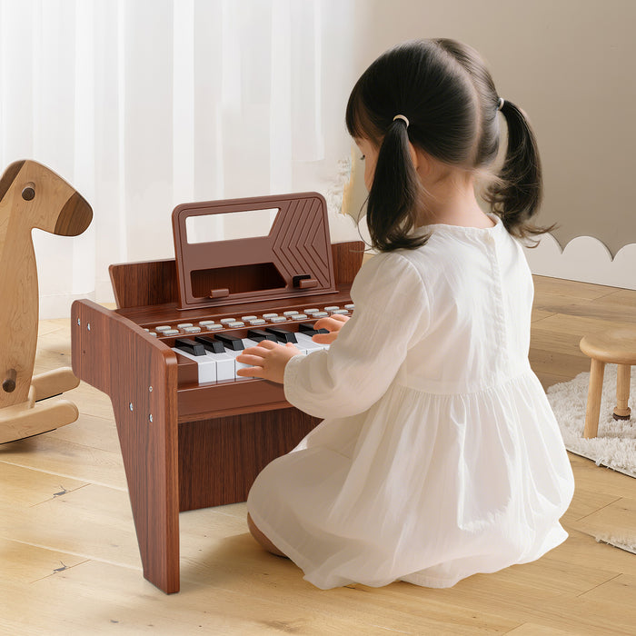 25 Lighted Keys Kids Piano Keyboard Mini Digital Piano Wooden Toy-