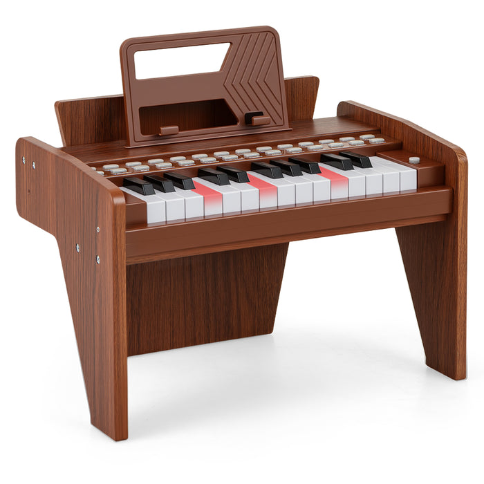 25 Lighted Keys Kids Piano Keyboard Mini Digital Piano Wooden Toy-