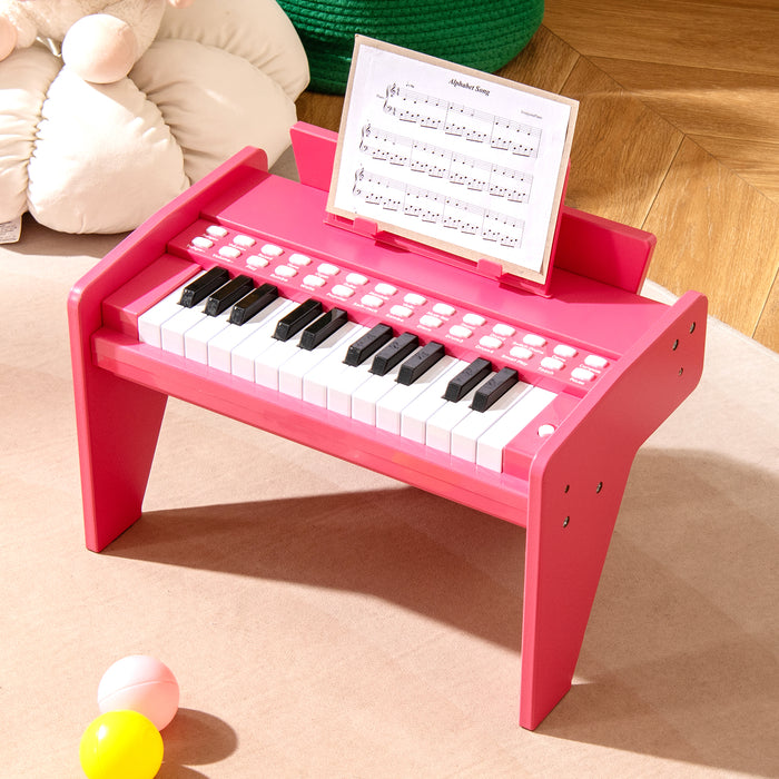25 Lighted Keys Kids Piano Keyboard Mini Digital Piano Wooden Toy-