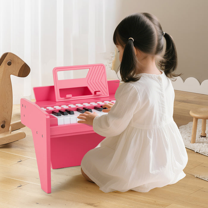 25 Lighted Keys Kids Piano Keyboard Mini Digital Piano Wooden Toy-