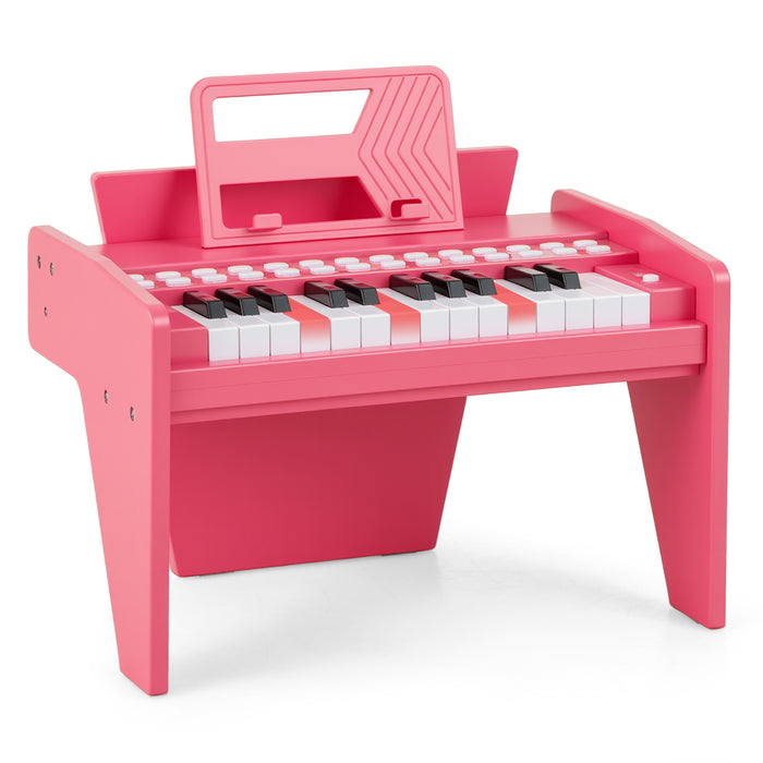 25 Lighted Keys Kids Piano Keyboard Mini Digital Piano Wooden Toy-