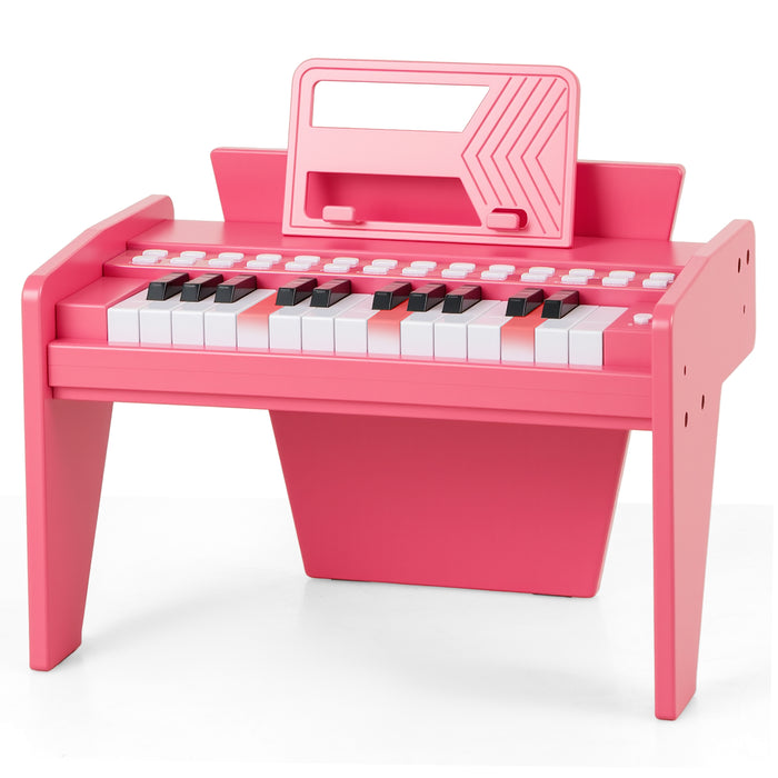 25 Lighted Keys Kids Piano Keyboard Mini Digital Piano Wooden Toy-