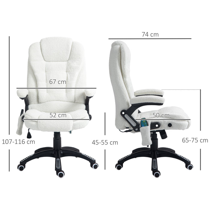 Vinsetto Boucle Six-Point Massage Office Chair - White | Aosom UK