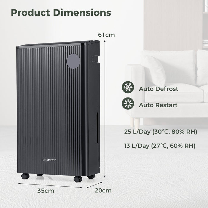 25L/D Dehumidifier for Home with 4 Modes 3-Color Indicator 24H Timer-