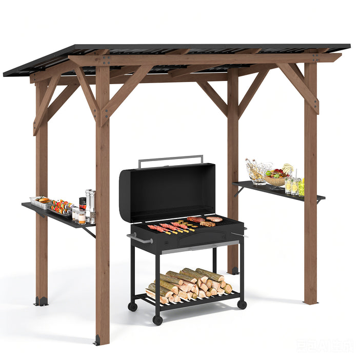 263 x 151 cm Grill Gazebo with 2 Side Serving Shelves-
