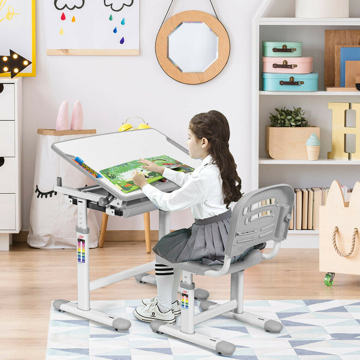 Children's Ergonomic Height Adjustable Study Desk and Chair-