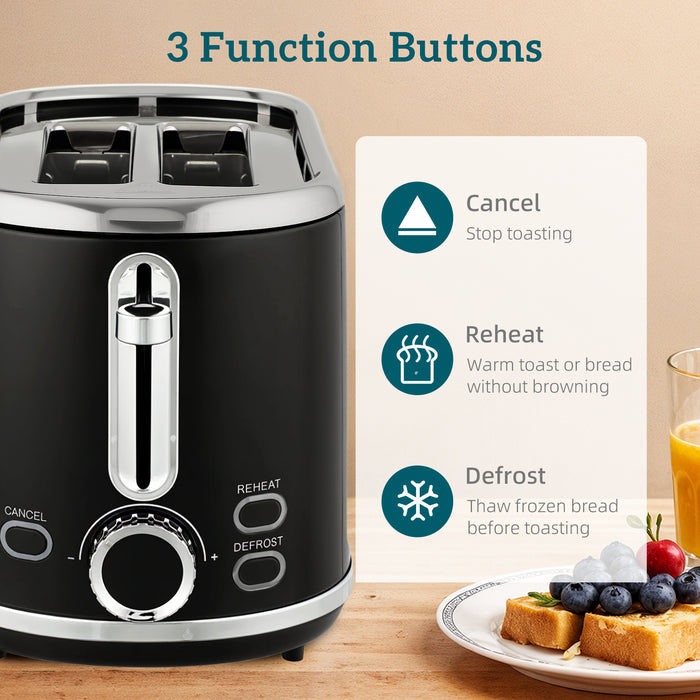 HOMCOM Polished Retro 40-100°C Kettle and Toaster Set - Black