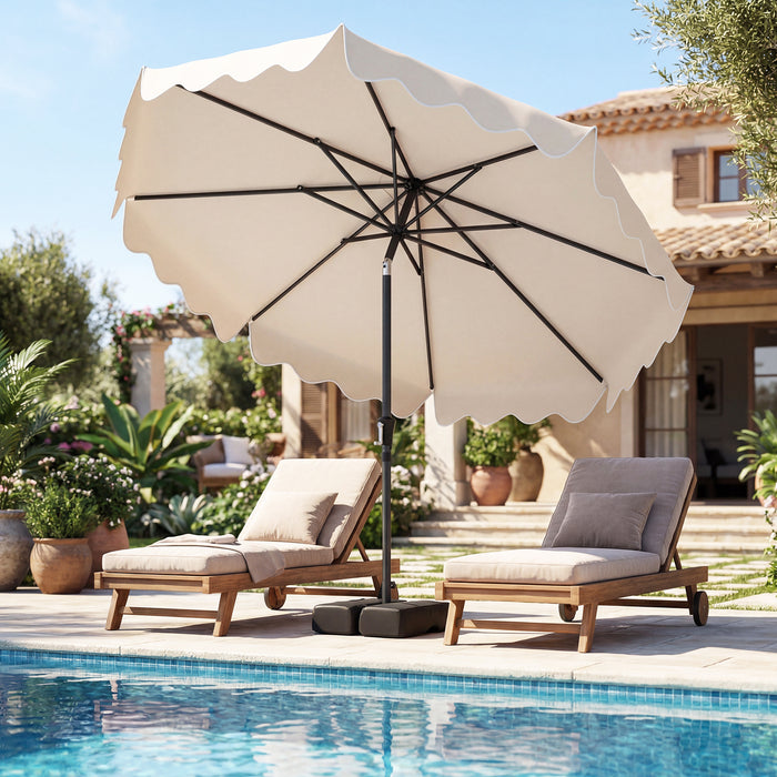 280 cm Patio Umbrella with Weighted Base for Garden Deck Backyard-Brown