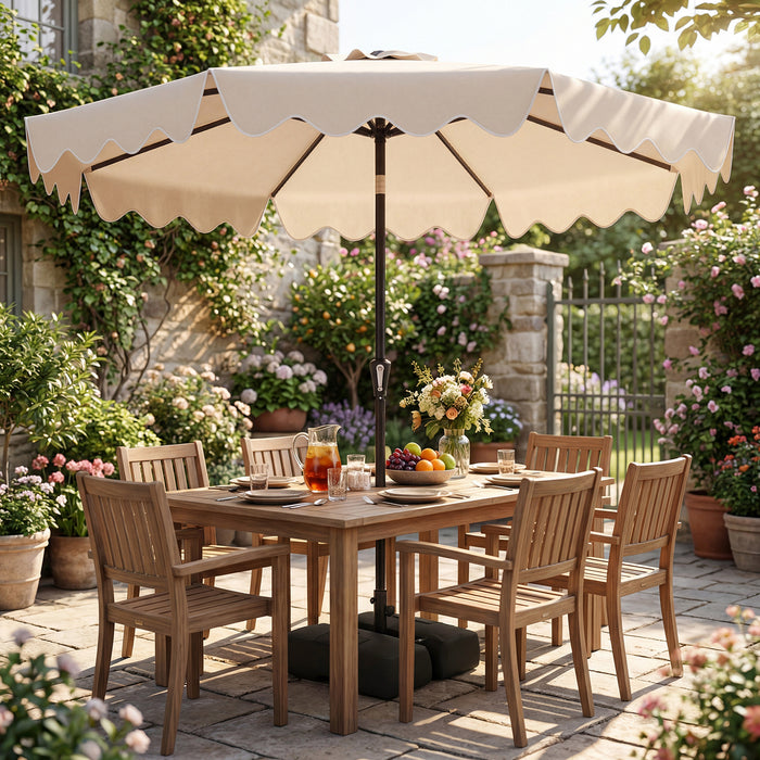 280 cm Patio Umbrella with Weighted Base for Garden Deck Backyard-Brown