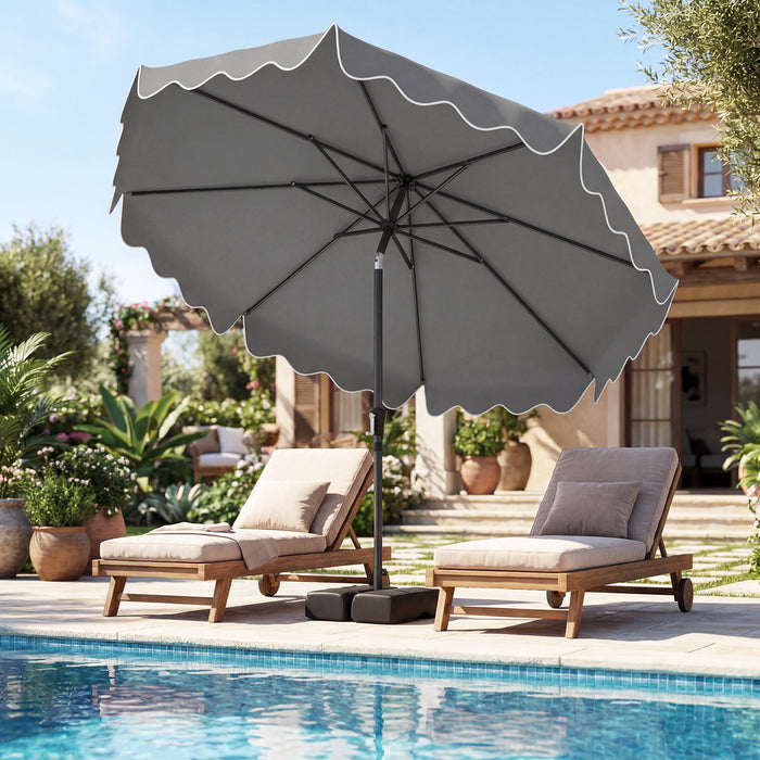 280 cm Patio Umbrella with Weighted Base for Garden Deck Backyard-Brown