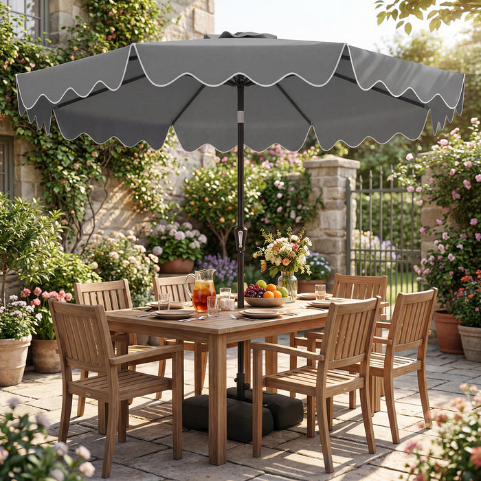 280 cm Patio Umbrella with Weighted Base for Garden Deck Backyard-Brown
