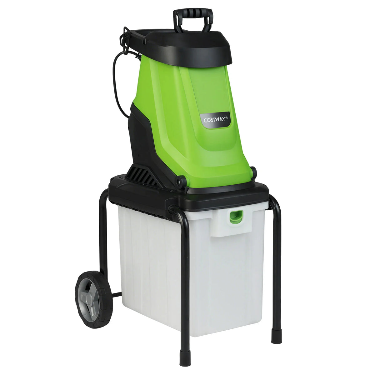 2800 W Electric Wood Chipper with 50 L Collection Bin and Wheels-