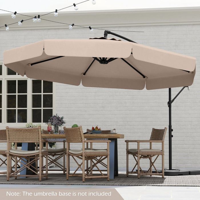 290 cm Patio Cantilever Umbrella with Easy Tilt Adjustment and Ruffled Edge-