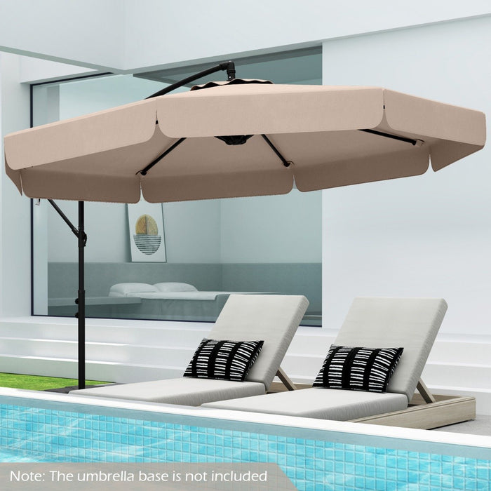 290 cm Patio Cantilever Umbrella with Easy Tilt Adjustment and Ruffled Edge-