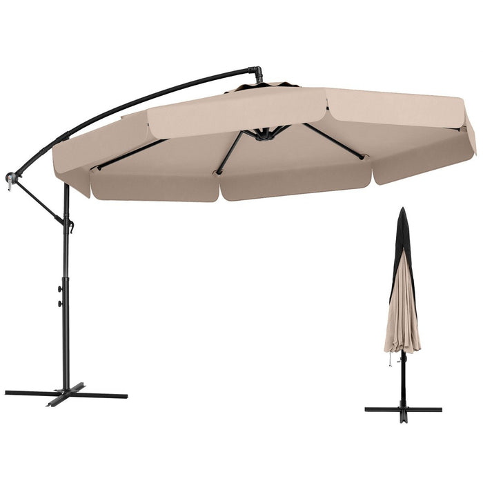 290 cm Patio Cantilever Umbrella with Easy Tilt Adjustment and Ruffled Edge-