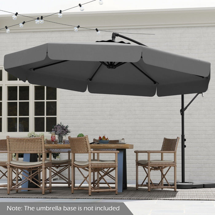 290 cm Patio Cantilever Umbrella with Easy Tilt Adjustment and Ruffled Edge-