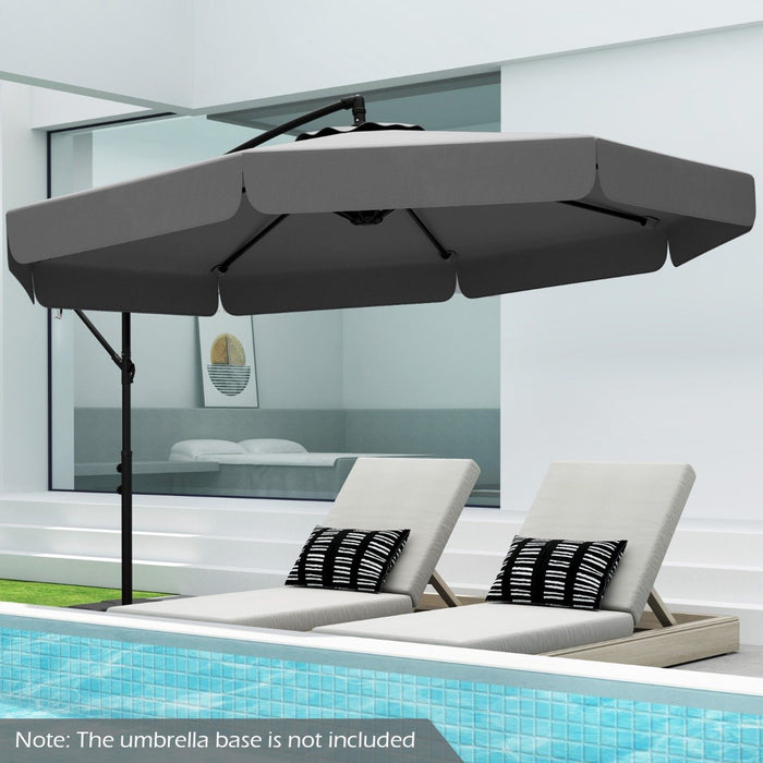 290 cm Patio Cantilever Umbrella with Easy Tilt Adjustment and Ruffled Edge-