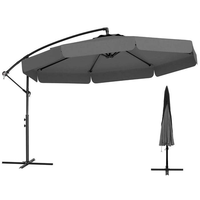 290 cm Patio Cantilever Umbrella with Easy Tilt Adjustment and Ruffled Edge-