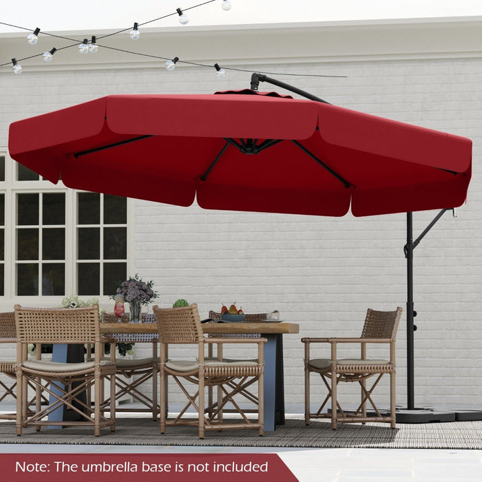 290 cm Patio Cantilever Umbrella with Easy Tilt Adjustment and Ruffled Edge-