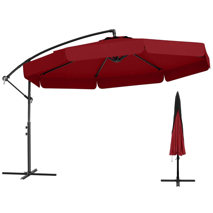 290 cm Patio Cantilever Umbrella with Easy Tilt Adjustment and Ruffled Edge-