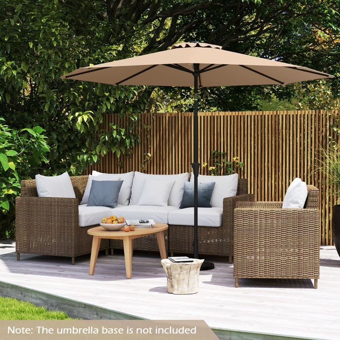 290 CM Patio Umbrella with Crank and 8 Sturdy Ribs for Garden Yard-