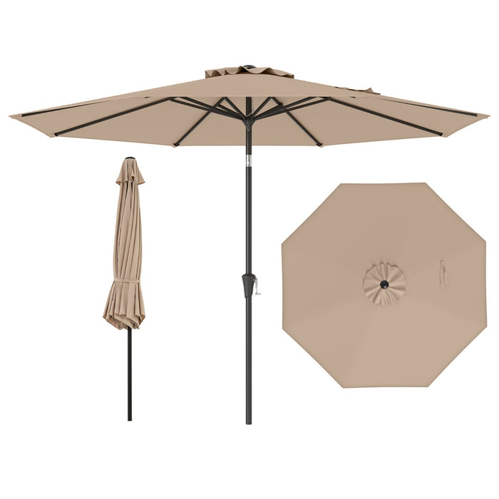 290 CM Patio Umbrella with Crank and 8 Sturdy Ribs for Garden Yard-