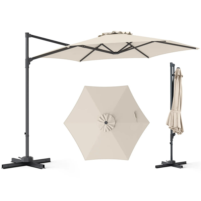 292cm Patio Cantilever Umbrella Large Offset Hanging Umbrella with 360° Rotation-