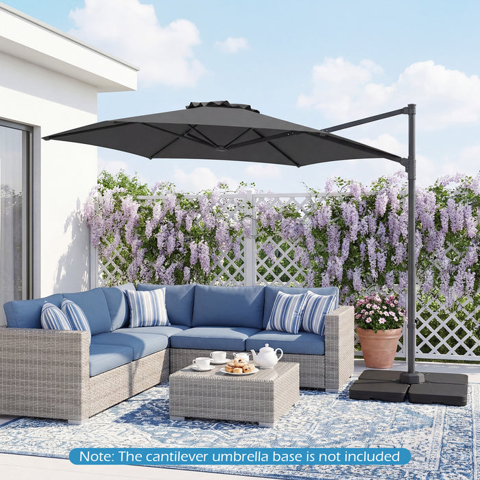 292cm Patio Cantilever Umbrella Large Offset Hanging Umbrella with 360° Rotation-