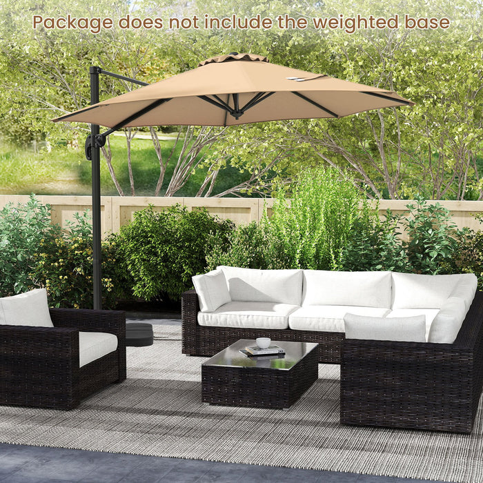 294 x 248 cm Round Outdoor Patio Umbrella Cantilever Umbrella with 360° Rotation for Backyard-