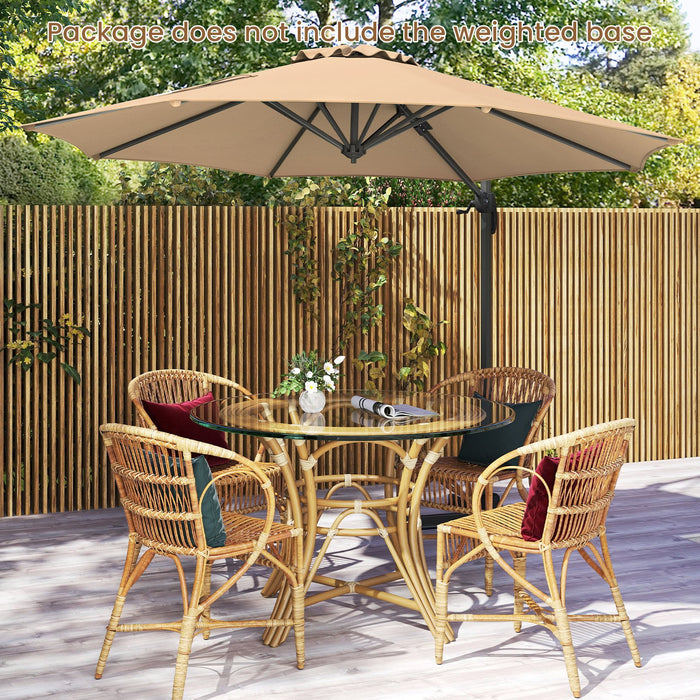 294 x 248 cm Round Outdoor Patio Umbrella Cantilever Umbrella with 360° Rotation for Backyard-