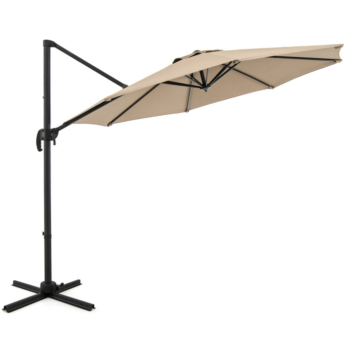 294 x 248 cm Round Outdoor Patio Umbrella Cantilever Umbrella with 360° Rotation for Backyard-