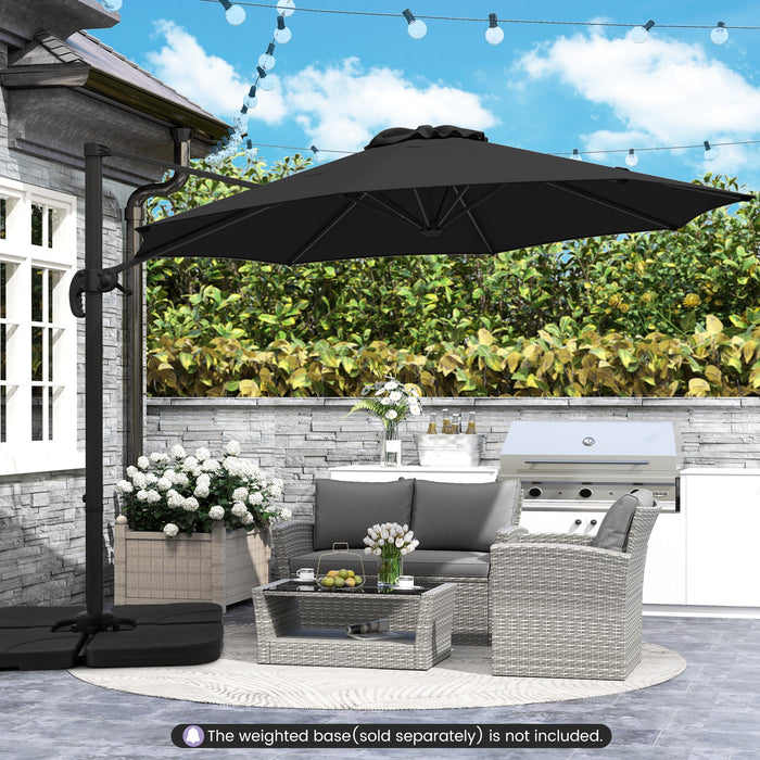 294 x 248 cm Round Outdoor Patio Umbrella Cantilever Umbrella with 360° Rotation for Backyard-