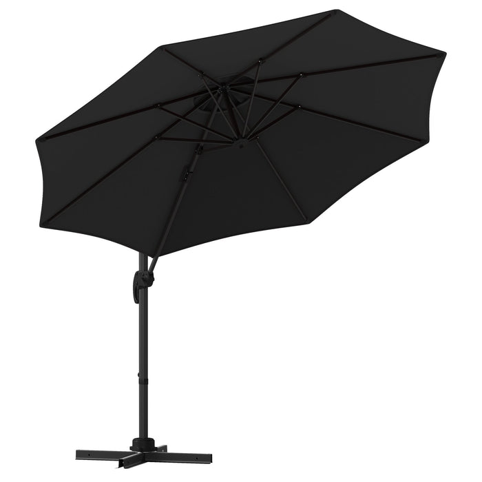 294 x 248 cm Round Outdoor Patio Umbrella Cantilever Umbrella with 360° Rotation for Backyard-