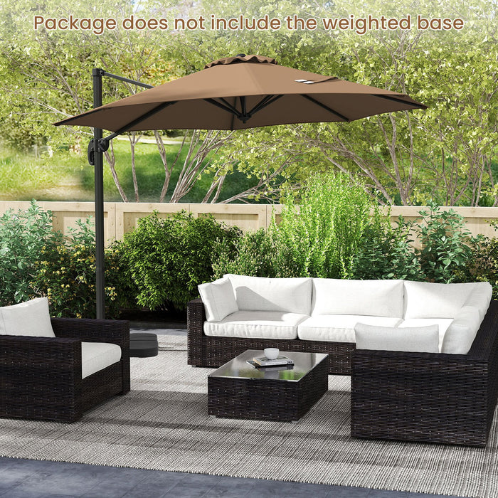 294 x 248 cm Round Outdoor Patio Umbrella Cantilever Umbrella with 360° Rotation for Backyard-