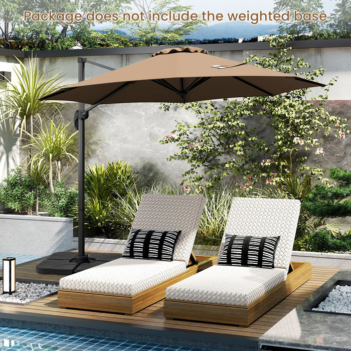 294 x 248 cm Round Outdoor Patio Umbrella Cantilever Umbrella with 360° Rotation for Backyard-