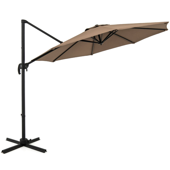 294 x 248 cm Round Outdoor Patio Umbrella Cantilever Umbrella with 360° Rotation for Backyard-