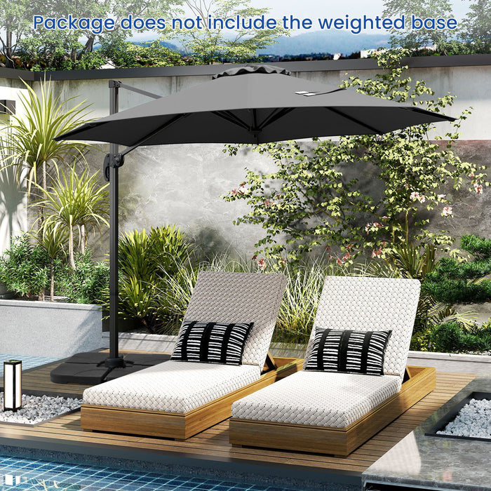 294 x 248 cm Round Outdoor Patio Umbrella Cantilever Umbrella with 360° Rotation for Backyard-