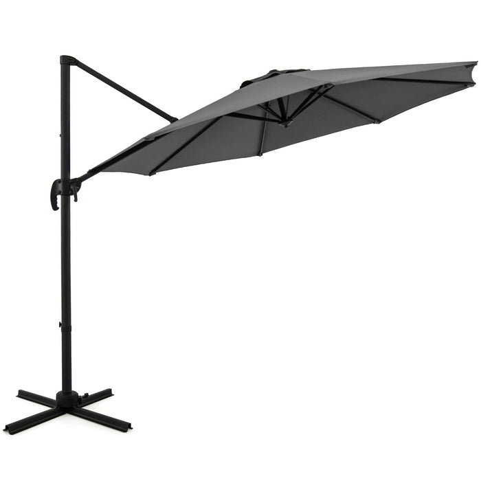 294 x 248 cm Round Outdoor Patio Umbrella Cantilever Umbrella with 360° Rotation for Backyard-