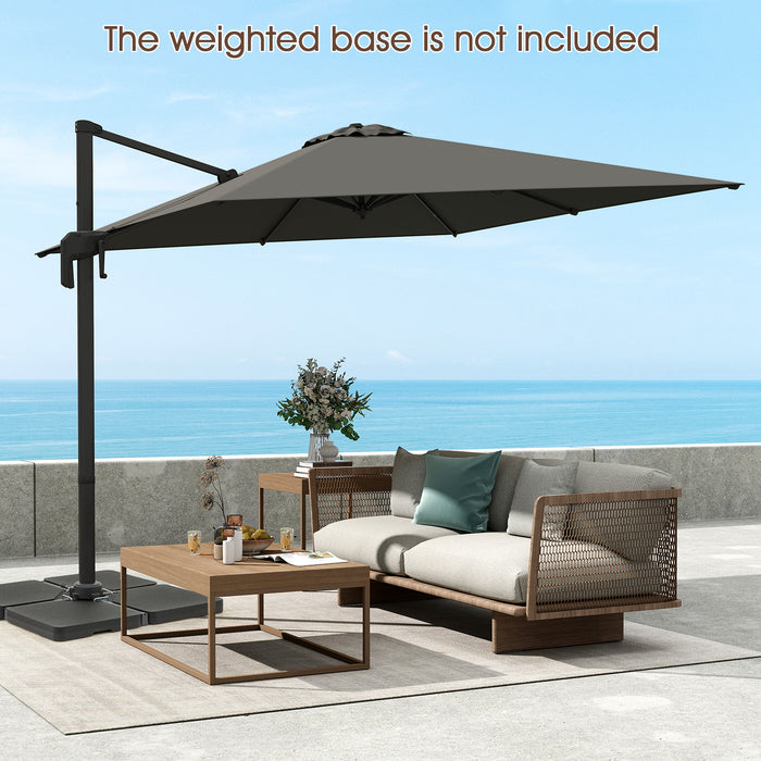 294 cm Patio Cantilever Umbrella Square Offset Hanging with Rotation-