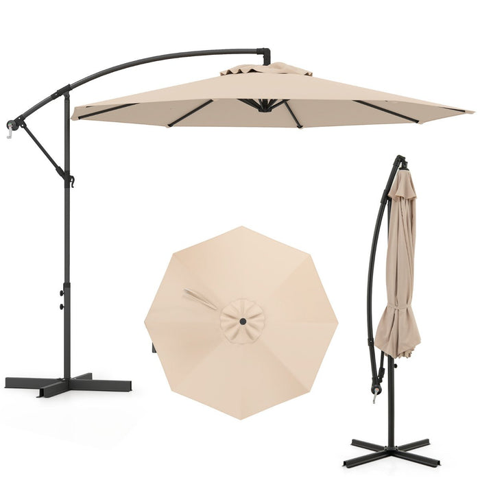 295 cm Patio Offset Umbrella with Easy Tilt Adjustment and Crossed Base-