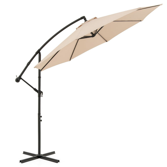 295 cm Patio Offset Umbrella with Easy Tilt Adjustment and Crossed Base-