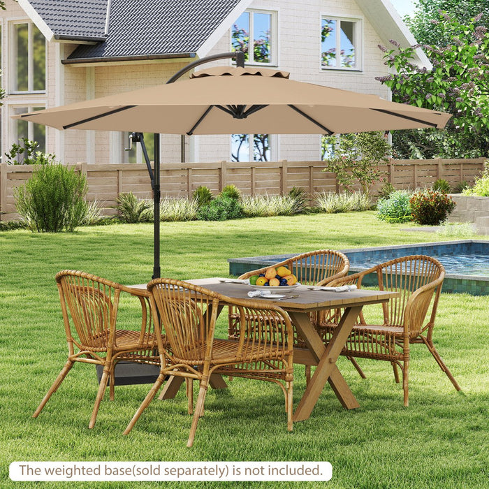 295 cm Patio Offset Umbrella with Easy Tilt Adjustment and Crossed Base-