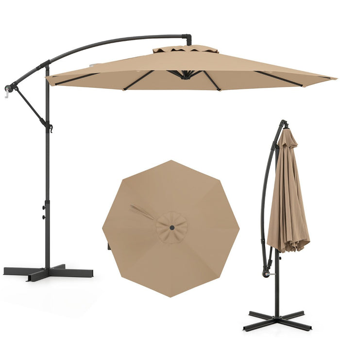295 cm Patio Offset Umbrella with Easy Tilt Adjustment and Crossed Base-